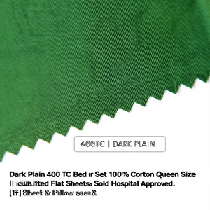 Parure de draps unie foncée 400 fils/pouce² 100 % coton taille Queen, comprenant des draps-housses et des draps plats, pour la maison, l'hôtel, unis, approuvés pour les hôpitaux - Product Image 2