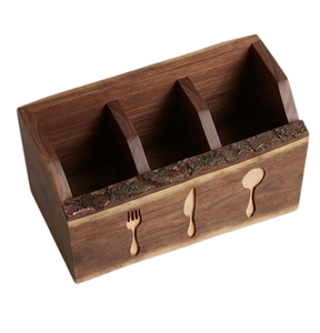 Ventes directes usine : Organiseurs et étagères de rangement marron pour la maison, Caddies de rangement en bois pour ustensiles de cuisine - Product Image 4