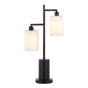 Cannes Contemporary <b>Black</b> <b>Metal</b> Table <b>Lamp</b> with White <b>Shades</b> Modern Elegant Design - Product Image 2