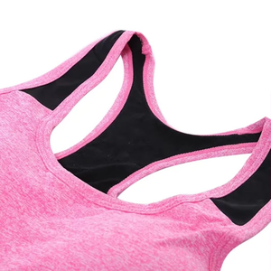 Sujetador deportivo de punto fino tipo racerback para mujer, rosa liso, sin aros, transpirable, de poliéster y elastano, top de entrenamiento de verano - Product Image 2