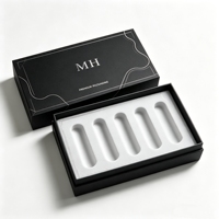 Boîte cadeau de parfum personnalisée noire magnétique écologique réutilisable robuste, emballage de luxe en carton rigide avec ligne argentée, boîte vide