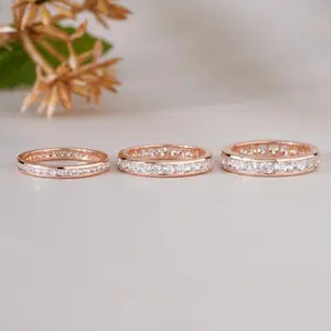 Elegante Anillo de Diamantes de Tres Filas en Oro Rosa para Mujer, Regalo de Boda, Compromiso, Aniversario, Joyería Fina de Lujo para Uso Diario - Product Image 3