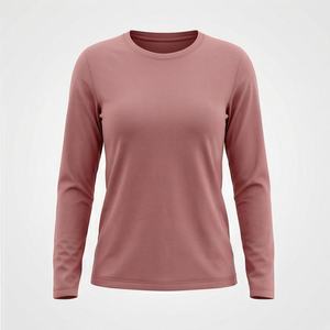 T-shirt à manches longues pour femme, col rond, 100% coton biologique de luxe, pré-rétréci, coupe classique, doux et de qualité supérieure, couleur personnalisée - Product Image 1