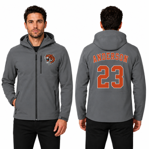 Chaqueta Deportiva Personalizada de Softshell con Bordado Frontal de Mascota, Nombre y Número en la Espalda, con Capucha, Ropa Deportiva para Equipos, Venta al Por Mayor, OEM, Clubes y Equipos - Product Image 3