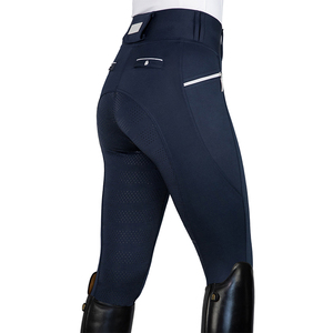 Pantalones de equitación personalizados al por mayor con logo, elásticos en 4 direcciones, bolsillo para teléfono, pantalones ecuestres cálidos de cintura alta para hombre, de algodón con cierre de gancho y bucle. - Product Image 3