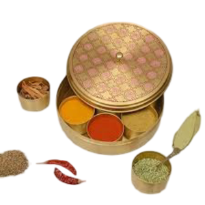 Pure Brass Hammered Texture Masala Dani Spice Containers In Stunning Designs And Sizes At Pocket Friendly Prices - Product Image 3