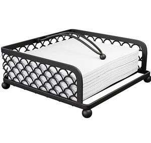 Porta Servilletas de Metal Negro Antideslizante, Diseño de Alambre Plano, Colgante, para Cocina, Hogar, Hotel, Porta Papel Decorativo - Product Image 1