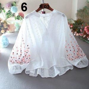 Débardeur Femme Style Bureau Respirant Écologique Séchage Rapide en Rayonne et Coton avec Broderie Boutonnée Tissu Tissé Court - Product Image 6