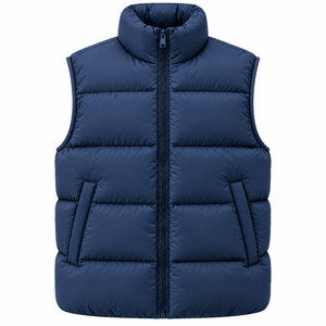 Custom Men Puffer Vest Sleeveless Winter Jacket Padded Bodywarmer Stand Collar Solid Color Custom Mens Puffer Vest <b>Waistcoat</b> - Product Image 1