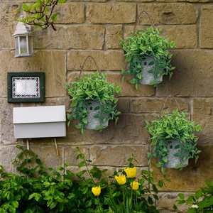 Pot de fleurs mural en fer rétro en forme de demi-cercle, jardinière murale vintage pour balcon, salon, décoration de jardin - Product Image 3