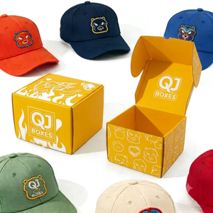 QJ <b>Box</b> Vintage Baseball Cap <b>Box</b> Luxury Stackable <b>Hat</b> Packaging Eco Recyclable Cardboard Matte Finish Shockproof Embossing Sponge - Product Image 2
