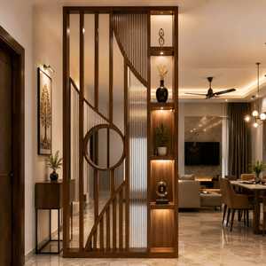 Modern Wooden Decorative <b>Room</b> Partition with Vertical Slats and Designer Geometric Panel Home <b>Divider</b> Decor Custom Design - Product Image 3
