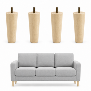 Pieds de meubles ronds modernes en bois massif robustes pour canapé, installation facile, utilisation dans le salon - Product Image 1