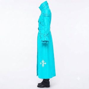 Manteau en cuir gothique haut de gamme, respirant, anti-plis, en cuir véritable, manches longues, col montant par RIVIAN ATLANTIC - Product Image 5
