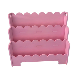 Estantería de Plástico Rosa de 3 Niveles con Bordes Festoneados, Mueble para el Hogar que Ahorra Espacio, Diseño Moderno - Product Image 3