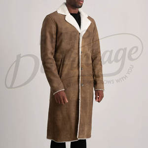 Abrigo Largo de Piel Sintética para Hombre, Chaqueta Cálida de Invierno con Forro de Piel, Gabardina Marrón de Ante, Abrigo Casual de Exterior - Product Image 1