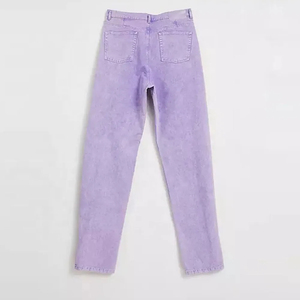 Pantalones Vaqueros Morados de Cintura Alta y Pierna Recta para Hombre, Estilo Casual, Algodón Lavado, Transpirables, Corte Regular, Primavera 2026 - Product Image 2