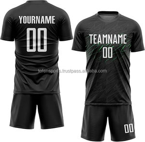 Maillot de football personnalisé sublimé pour homme, noir, manches courtes, anti-transpiration, coupe athlétique, impression du nom de l'équipe, toutes saisons - Product Image 1