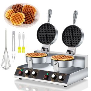 Piastra per Waffle Belgi a Doppia Testa da 2400W, 110V, Rotonda, Antiaderente - Product Image 2