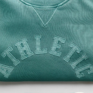 Sudadera Deportiva Bordada con Cuello Redondo para Hombre, Corte Holgado, Informal, de Punto, de Algodón, para Otoño, Verde Claro - Product Image 4