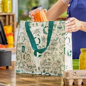 Sac de courses pliable en polypropylène écologique non tissé avec impression personnalisée pour supermarché et épicerie - Product Image 2