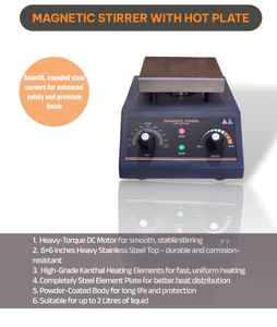 Placa Calefactora con Agitador Magnético MAYALAB para Uso en Laboratorios Químicos |   Placa de Acero Inoxidable |   Velocidad de Calentamiento Ajustable |   2 Litros - Product Image 2