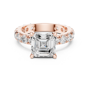 Anillos de compromiso o boda clásicos para mujer, de oro rosa macizo de 14 quilates, con diamante de corte Asscher cultivado en laboratorio, joyería para fiestas. - Product Image 2