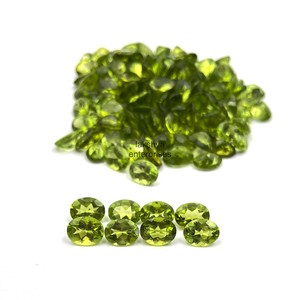 Piedras preciosas de peridoto natural de corte ovalado de 6x8 mm, piedras de peridoto verde facetadas y calibradas, gemas de peridoto sueltas auténticas para joyería fina. - Product Image 3