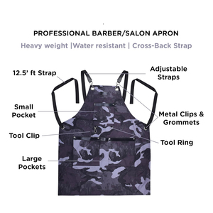 Best Quality Barber Apron 2026 Unique Adjustable <b>Buckle</b> Neck <b>Strap</b> Heavy Duty Custom Logo OEM Polyester/Nylon - Product Image 3