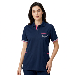 Polo à manches courtes bleu marine pour homme avec logo brodé et poche, style décontracté - Product Image 2