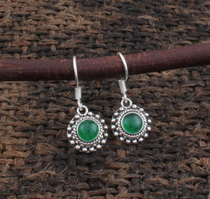 Boucles d'oreilles en jade vert naturel, en argent sterling 925 massif, faites à la main, style vintage, de luxe, pour mariage, anniversaire, cadeau, fête - Product Image 3