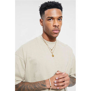 Longline OEM Streetwear Clothes <b>Down</b> Shoulder Men's Wear T-Shirt Fashionable Plain Blank Oversize Baggy Breathable Plus Size - Product Image 6