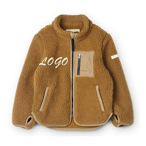 Unisex White <b>Fleece</b> <b>Jacket</b> <b>With</b> Zipper Stand Collar Loose Fit Winter Casual Wear Thick Sherpa <b>Lining</b> Pockets Front Logo - Product Image 4