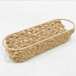 Paniers en corde de papier de forme ovale tissée naturelle avec poignées pour la décoration intérieure et l'affichage de comptoir - Product Image 1