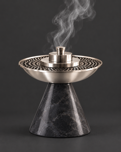 Quemador de incienso de resina de lujo con cono, cuenco árabe de acero inoxidable y soporte moderno para incienso Oud - Product Image 3