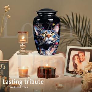 Urna abstracta para cenizas de gato, urna con retrato de gato coloreado, recuerdo conmemorativo, regalo de recuerdo para mascotas - Product Image 4