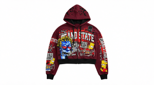 Custom Cartoon Digital Print Zip-Up Hoodie Men's Streetwear Oversized <b>Fleece</b> Hooded Sweatshirt <b>Orange</b> - Product Image 4