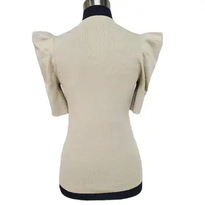 Produttore più venduto per Computer lavorato a maglia in filo metallico regolare con maniche a sbuffo Appliques maglieria Casual da donna