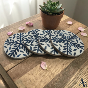 AG Elements Juego de Posavasos de Resina Epoxi de 4 Pulgadas, Estilo Campestre con Perlas, Hechos a Mano con Patrón de Hojas, Resistentes al Calor, Decorativos para Protección de Mesa - Product Image 5