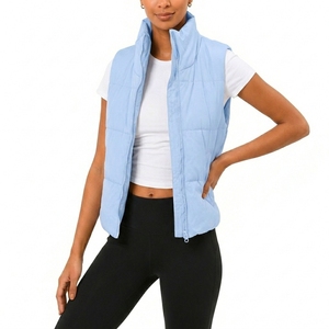 Chaleco Acolchado Azul Claro para Mujer, Sin Mangas, con Cierre, Cuello Alto, Transpirable, Resistente al Viento, para Otoño e Invierno - Product Image 3