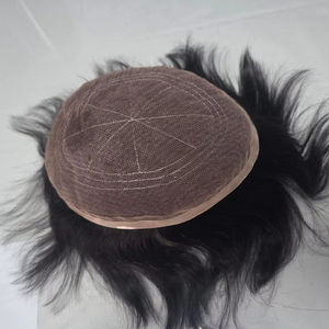 Prothèse capillaire complète en dentelle, cheveux humains indiens Remy, bouclée pour hommes, densité 100%, longueur courte TAZ HAIR BANGLADESH - Product Image 1