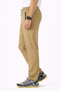 Pantalones deportivos color caqui para hombre – Pantalones deportivos ligeros y elásticos con cintura elástica y cierre con cordón - Product Image 3