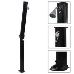 Grande douche solaire pliable d'extérieur noire en PVC résistant aux UV - Product Image 1