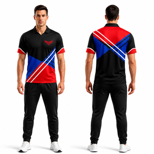 Custom Cricket Tracksuit Black Red Blue Sportswear Men Sublimation Cricket Uniform Training Suit Quick Dry Polyester - Product Image 1
