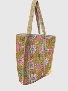 Sac fourre-tout en coton à imprimé floral, style bohème, ouvert en haut, pour le shopping toutes saisons - Product Image 2