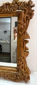 Marco de Espejo de Madera de Estilo Moderno con Acabado Natural, Detalles Tallados Artesanales, Ecológico y Hecho a Mano para Decoración de Pared de Casa de Campo - Product Image 6