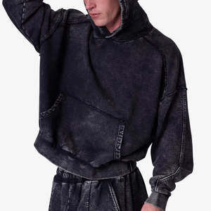 ผู้ผลิตเสื้อฮู้ดดี้ผู้ชายแบบปรับแต่งได้ ผ้าฝ้ายทรงโอเวอร์ไซส์ - Product Image 1