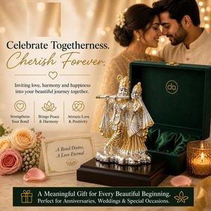 Ídolo de Radha Krishna Hecho a Mano en Plata y Chapado en Oro de 24K de 3.7 Pulgadas para Regalo de Boda - Product Image 5