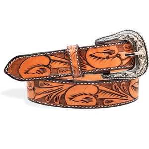 Cinturón de vaquero de cuero occidental con herramientas florales de último diseño duradero fuerte cosido cinturón de herramientas de cuero occidental de moda para hombres - Product Image 2