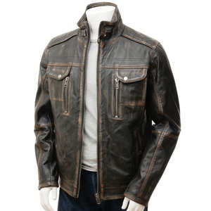 Chaqueta de Cuero para Hombre, Invierno, Cierre de Cremallera, Resistente al Viento e Impermeable, Estilo Urbano, Bolsillos Laterales, Cuero Genuino - Product Image 5